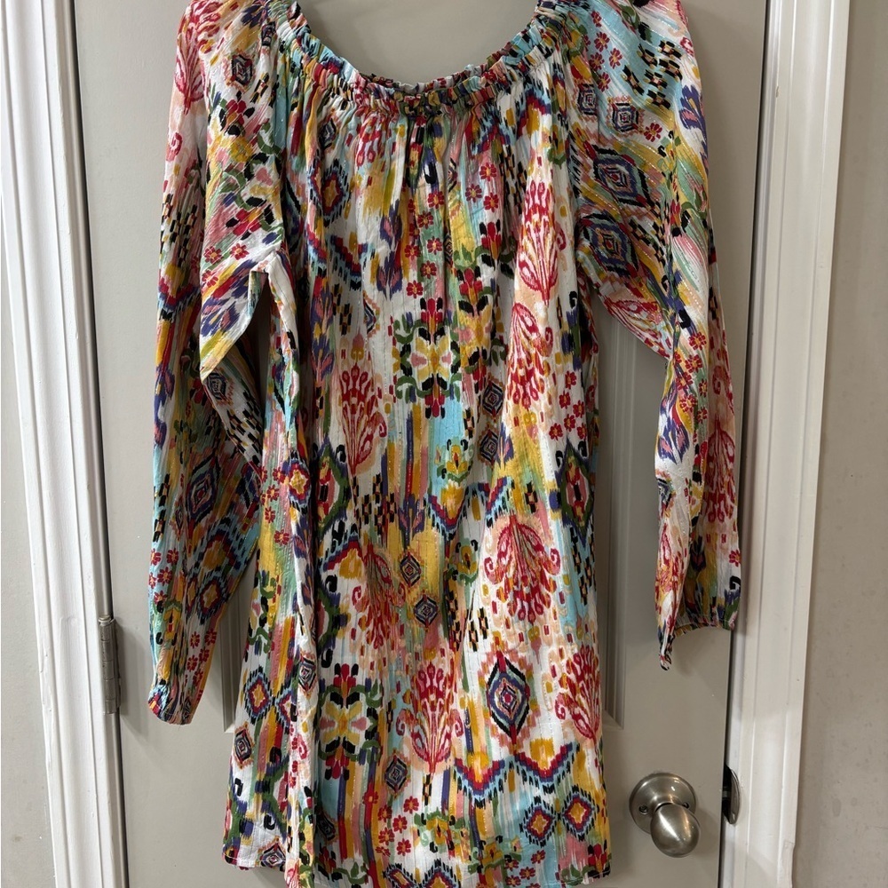 NWT En Crème Colorful Off-Shoulder Bohemian Dress - Picture 4 of 5